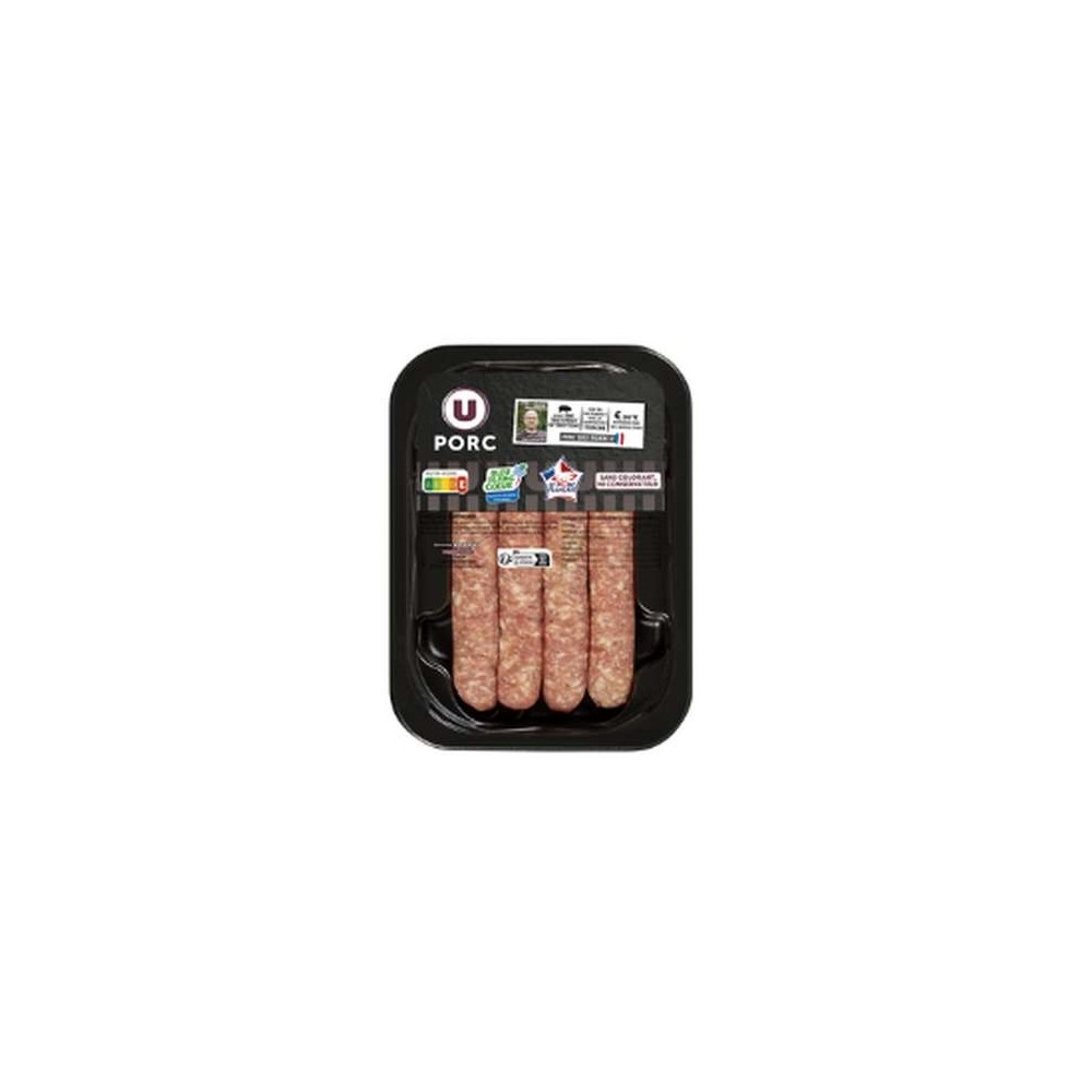 Chipolatas sans colorant, U (x 4, 220 g)