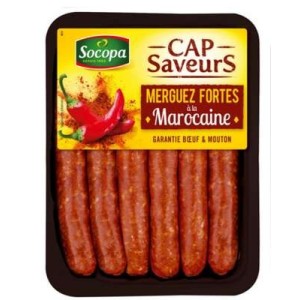 Merguez fortes boeuf/mouton à la marocaine, Socopa (x 6, 330 g)