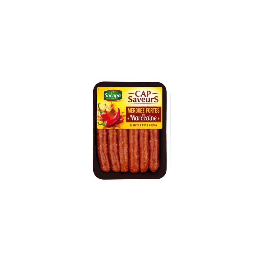Merguez fortes boeuf/mouton à la marocaine, Socopa (x 6, 330 g)