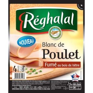 Blanc de poulet fumé halal, Reghalal (4 tranches,120 g)