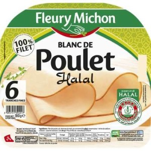Blanc de poulet Halal doré au four, Fleury Michon (6 tranches, 180 g)