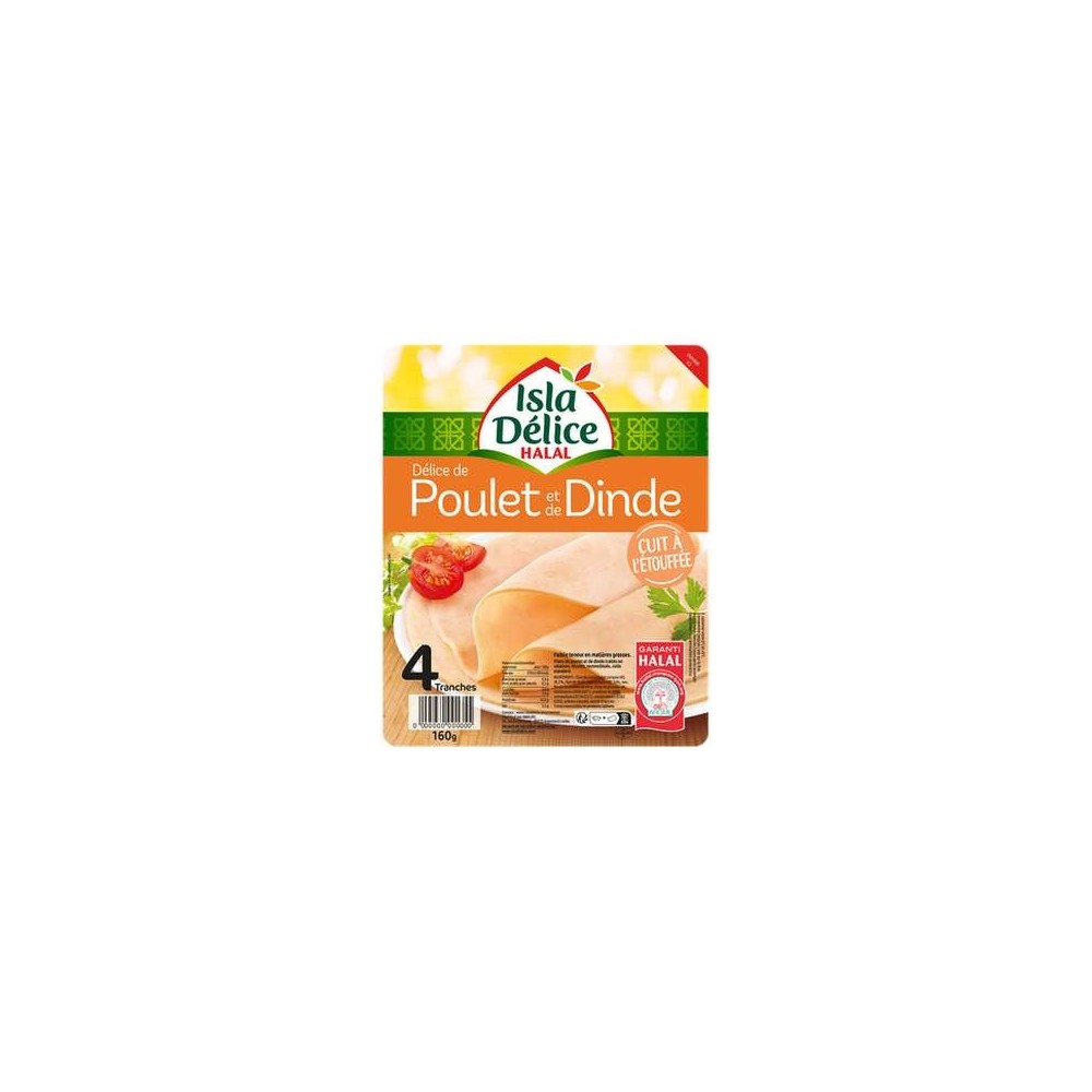 Isla Délice
Blanc de poulet et de dinde halal, Isla Délice (x 4, 160 g)