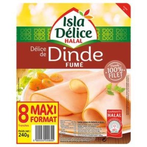 Délice dinde fumé halal, Isla Delice (x 8 tranches, 240 g)