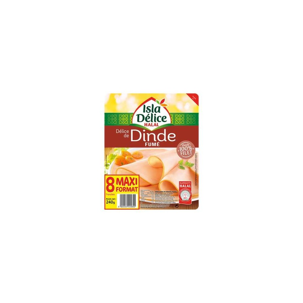Délice dinde fumé halal, Isla Delice (x 8 tranches, 240 g)
