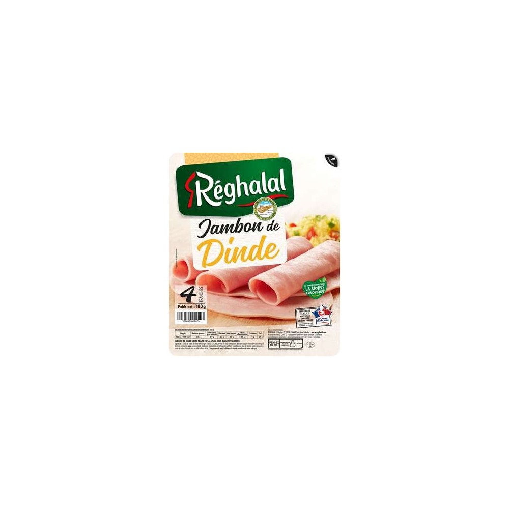 Jambon de dinde Halal, Reghalal (4 tranches, 180 g)