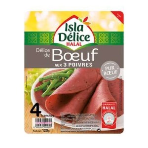 Délice de boeuf aux 3 poivres halal Isla Delice (4 tranches, 120 g)