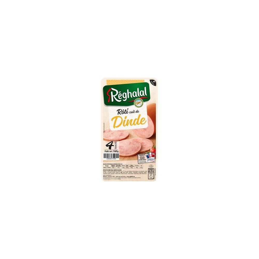 Rôti de dinde cuit, Reghalal (x 4 tranches, 160 g)