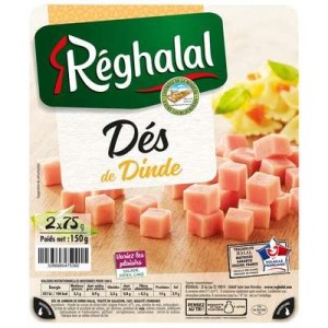 Dés de dinde Halal, Reghalal (150 g)