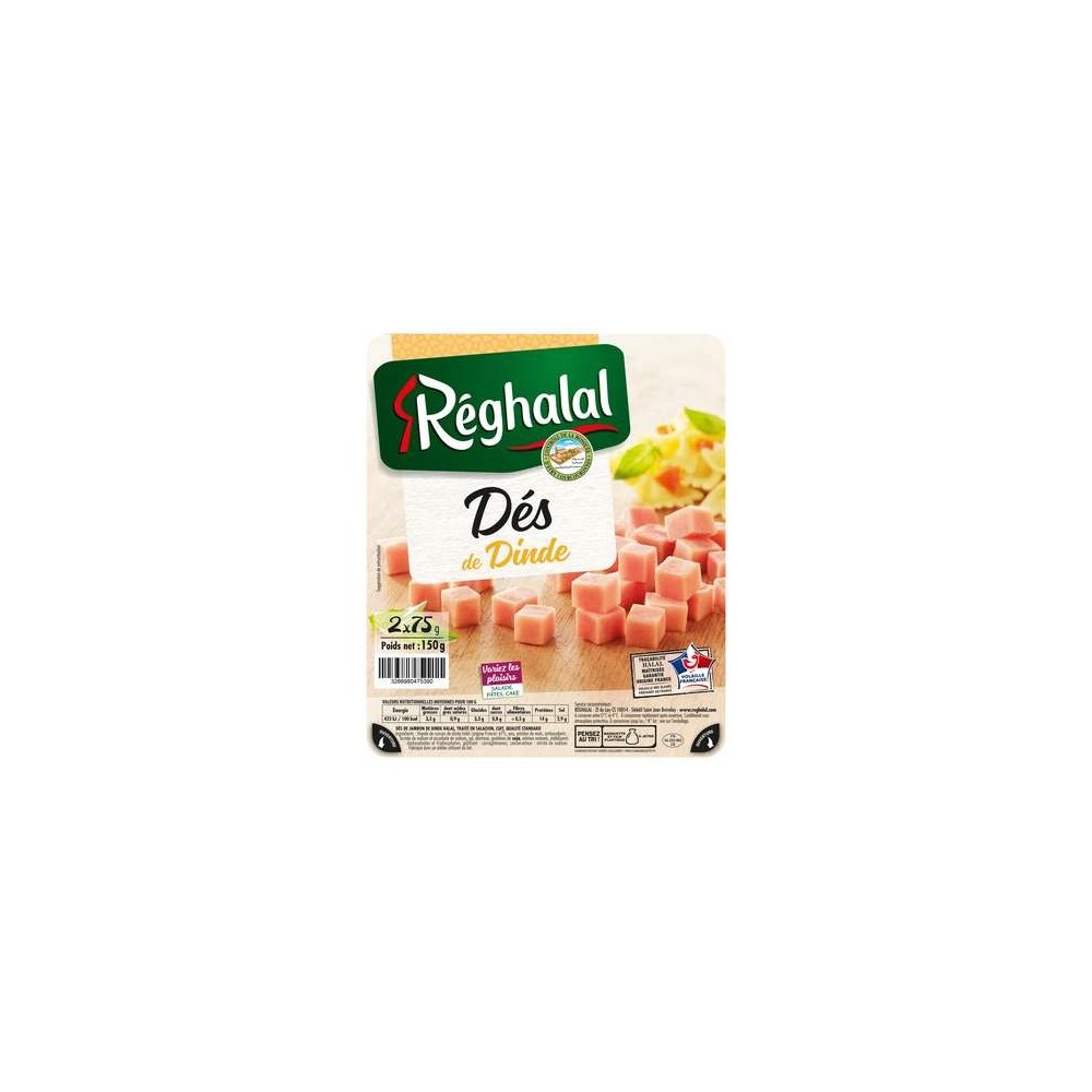 Dés de dinde Halal, Reghalal (150 g)