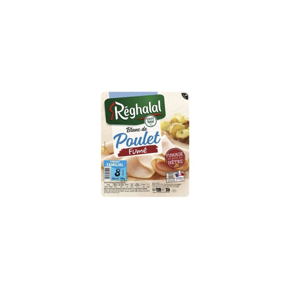 Reghalal
Blanc de poulet fumé, Reghalal (x 8 tranches, 240 g)