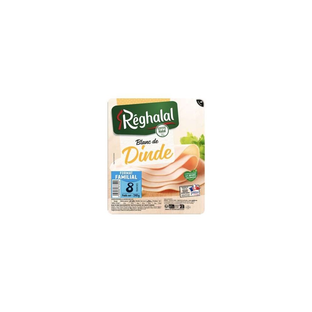 Reghalal
Blanc de dinde, Reghalal (x 8 tranches, 240 g)