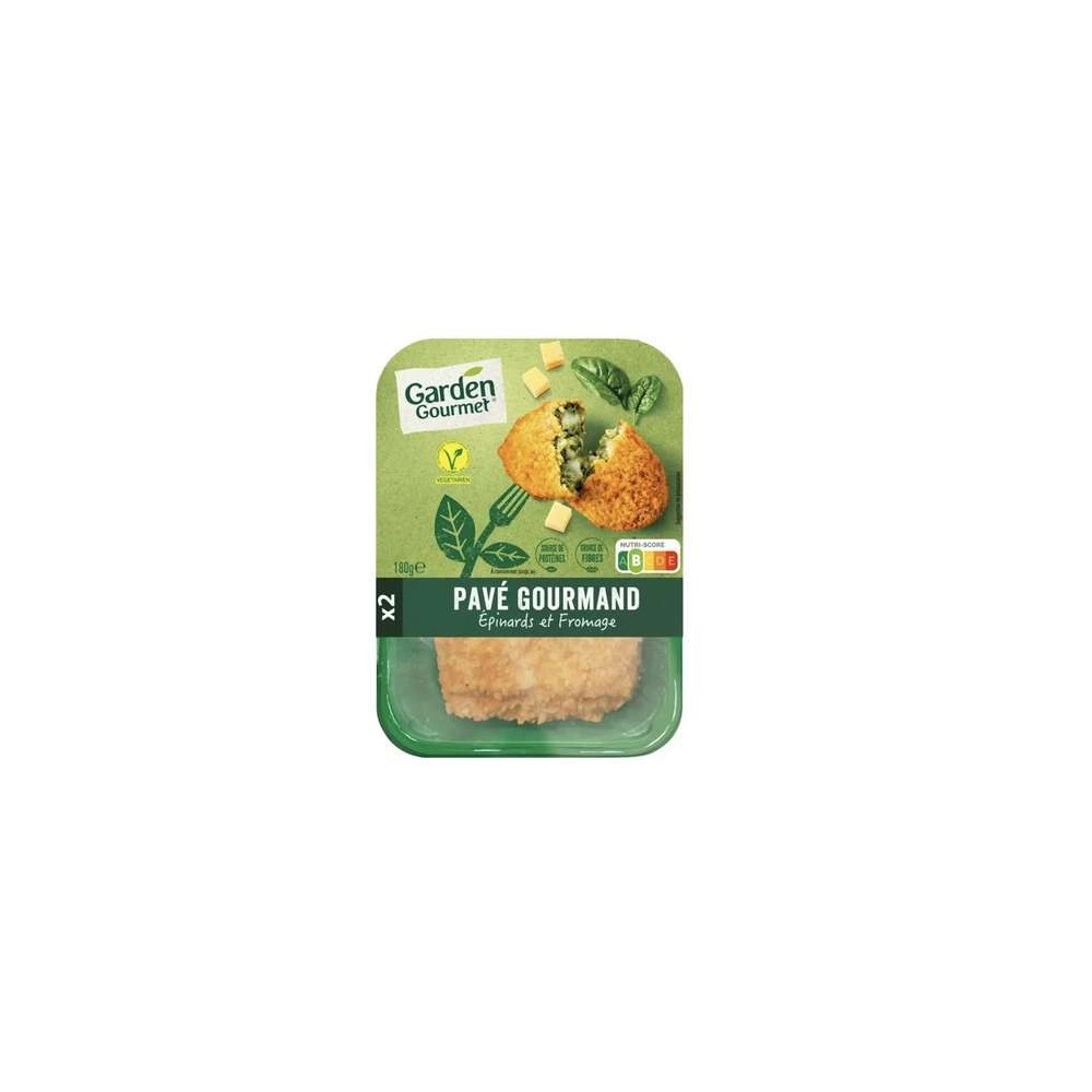 Garden Gourmet
Pavé gourmand épinards et fromage, Garden Gourmet (x 2, 180 g)