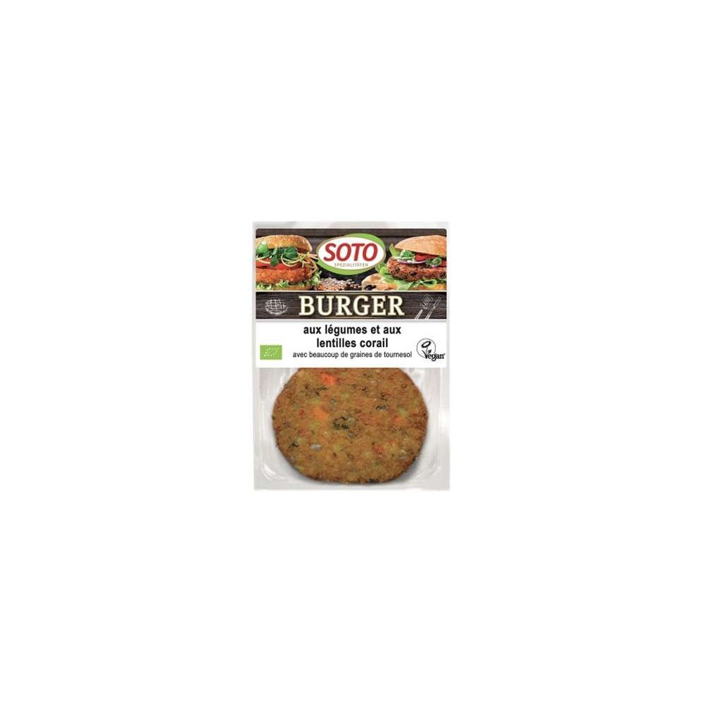 Burger aux légumes et aux lentilles corail BIO, Soto (x 2, 160 g)