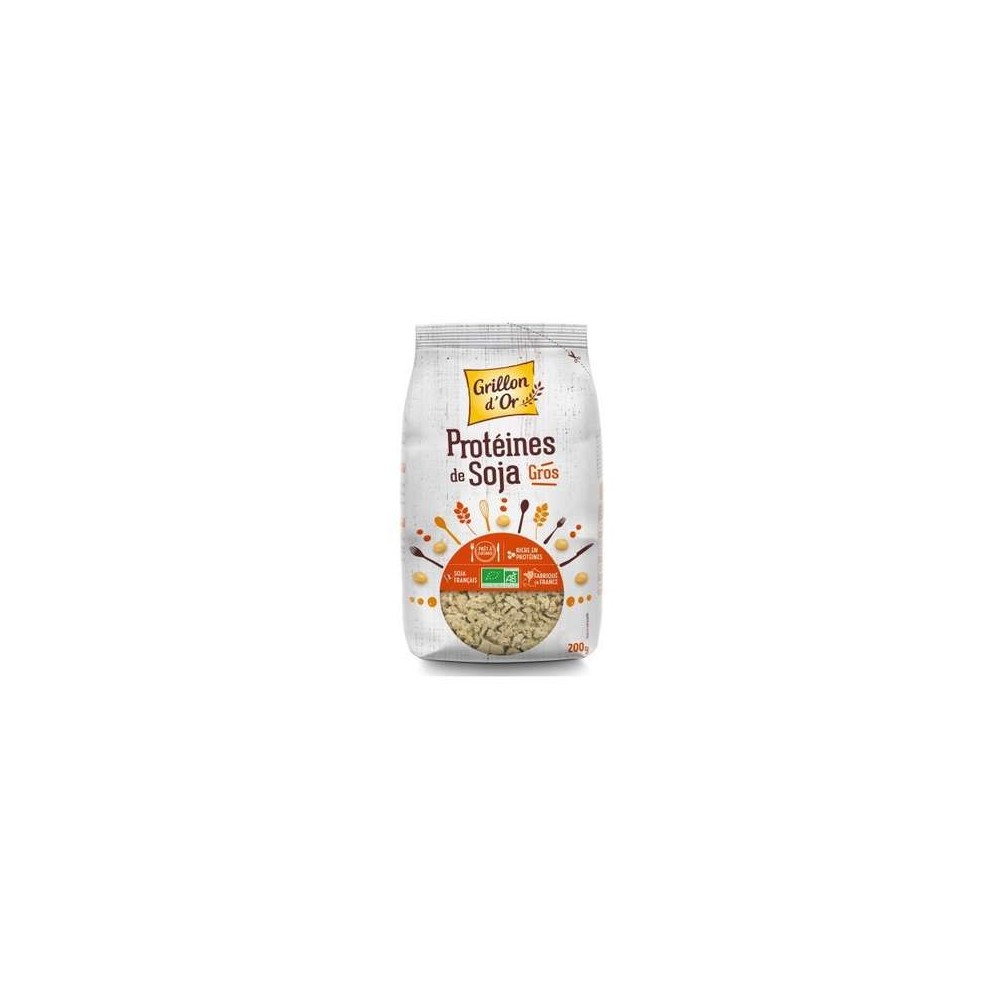 Grillon d'Or
Protéines de soja gros BIO, Grillon d'or (200 g)