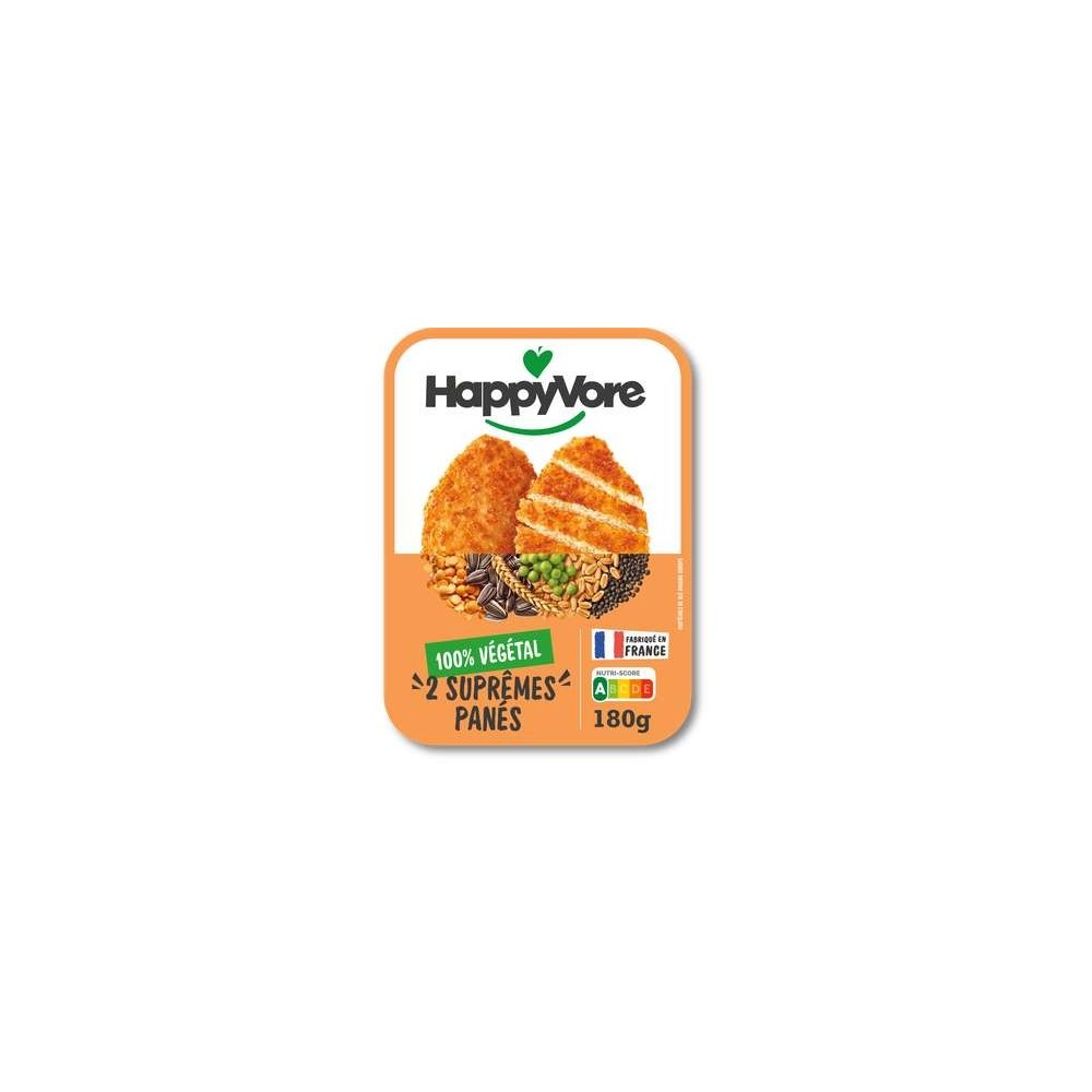 HappyVore
Suprêmes panés végétaux & gourmands, HappyVore (x2, 180 g)