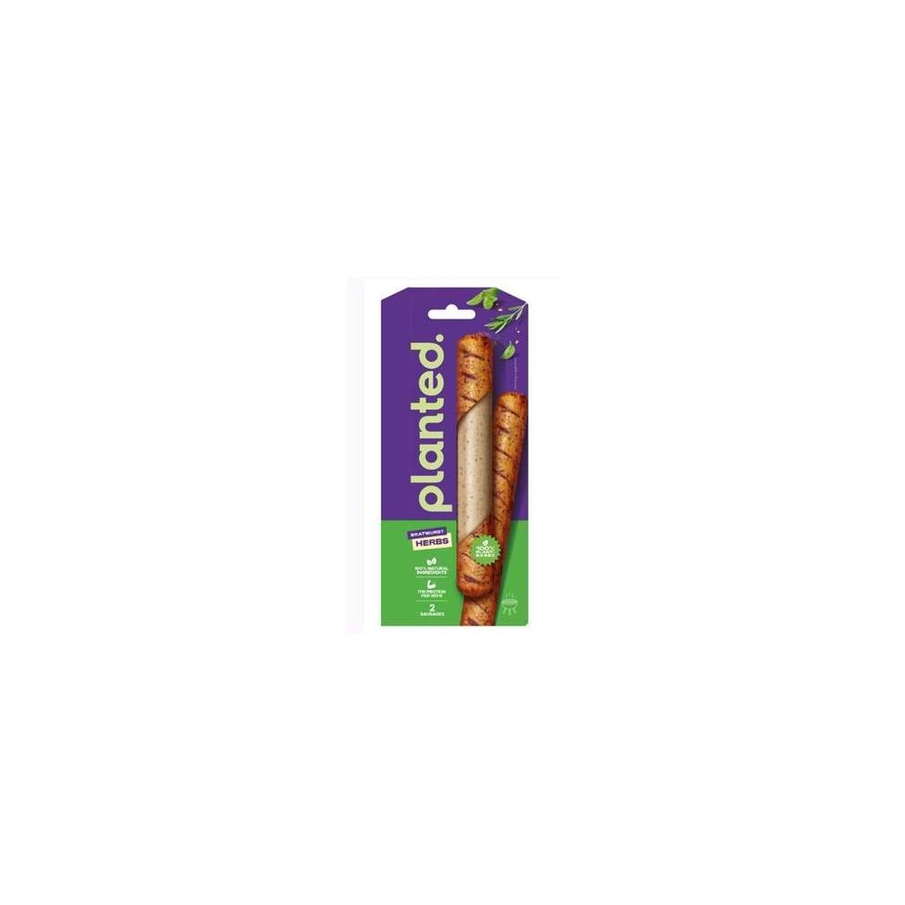 Planted
"Bratwurst" Saucisses végétales aux herbes, Planted (2 x 90 g, soit 180 g)
