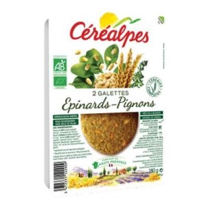 Galettes de céréales épinards et pignons BIO, Céréalpes (x 2, 180 g)