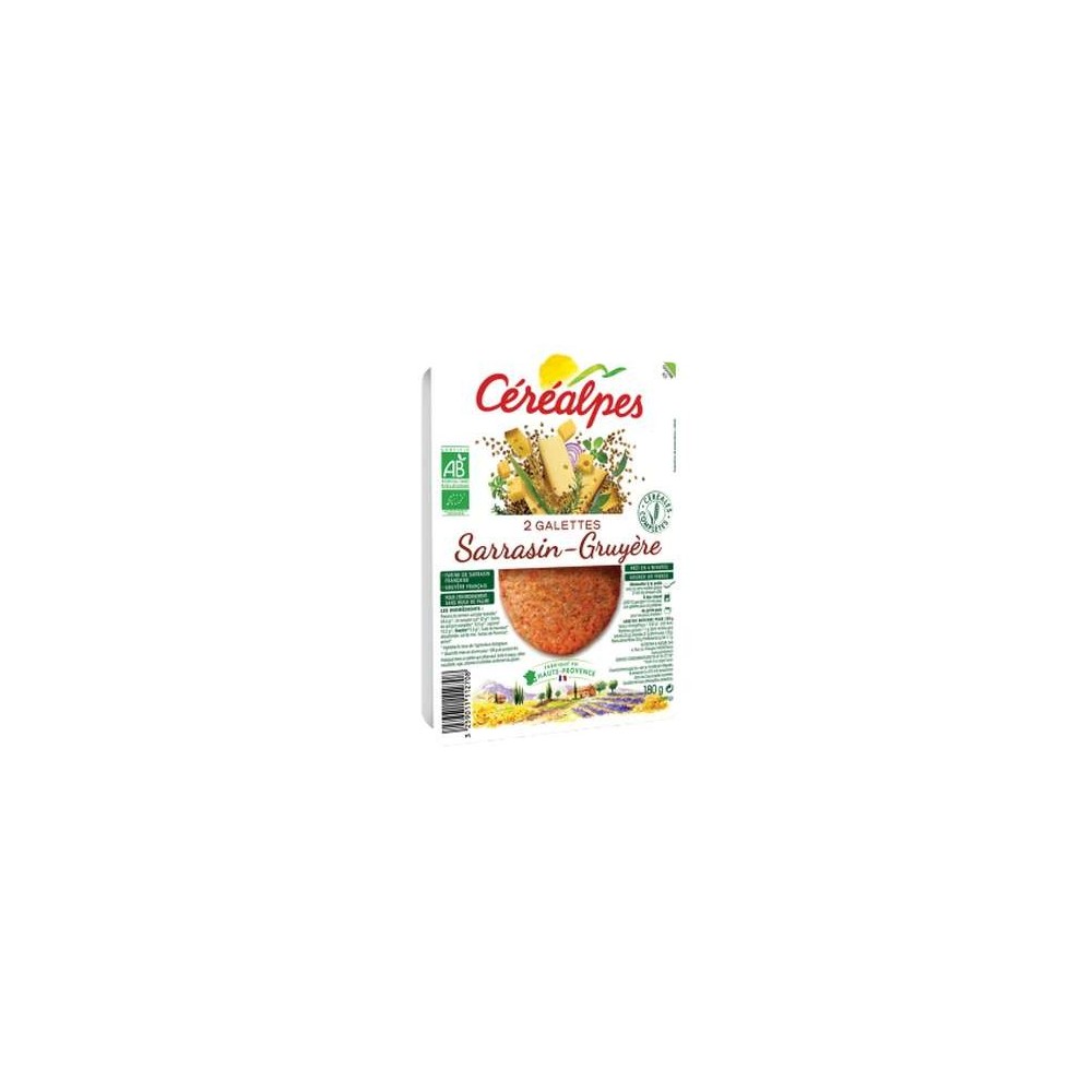 Galettes de céréales sarrasin et gruyère BIO, Céréalpes (x 2, 180 g)