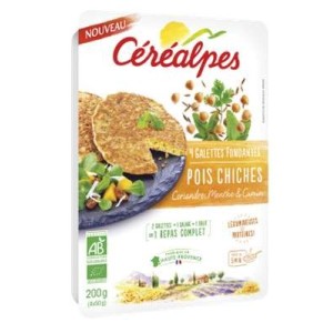 Galettes fondantes pois chiches, coriandre, menthe et cumin BIO, Céréalpes (x 4, 200 g)