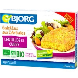 Galettes aux céréales lentilles et curry BIO, Bjorg (200 g)