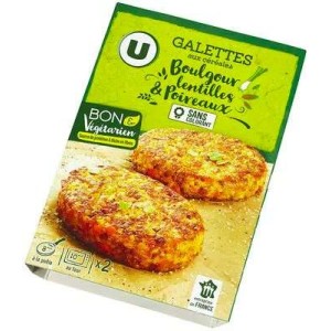 U Bon & Vegetarien
Galettes céréales boulgour, lentilles et poireaux, U Bon & Végétarien (200 g)