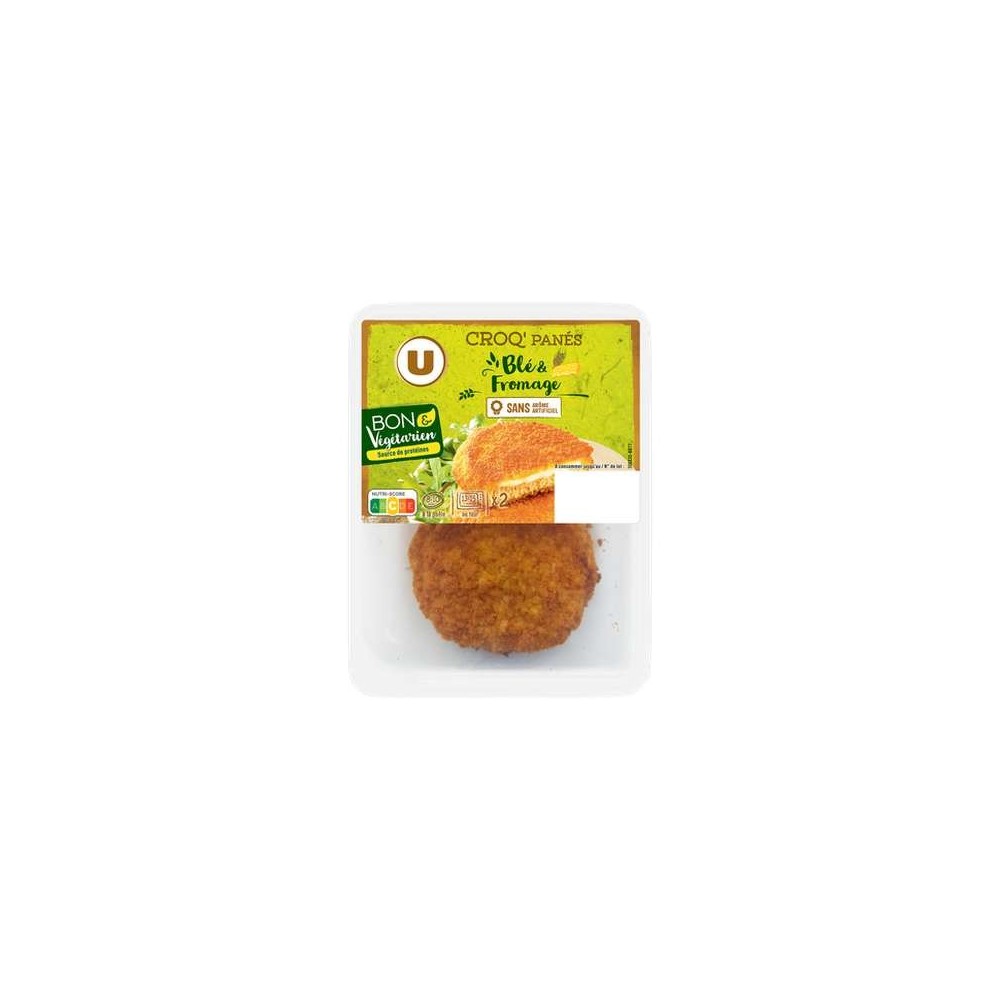 U Bon & Vegetarien
Croq'panés blé et fromage, U Bon & Végétarien (2 x 100 g)