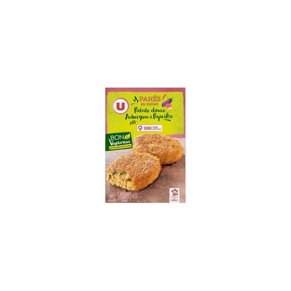 U Bon & Vegetarien
Panées au millet, patate douce, aubergine et paprika, U Bon & Végétarien (2 x 100 g)
