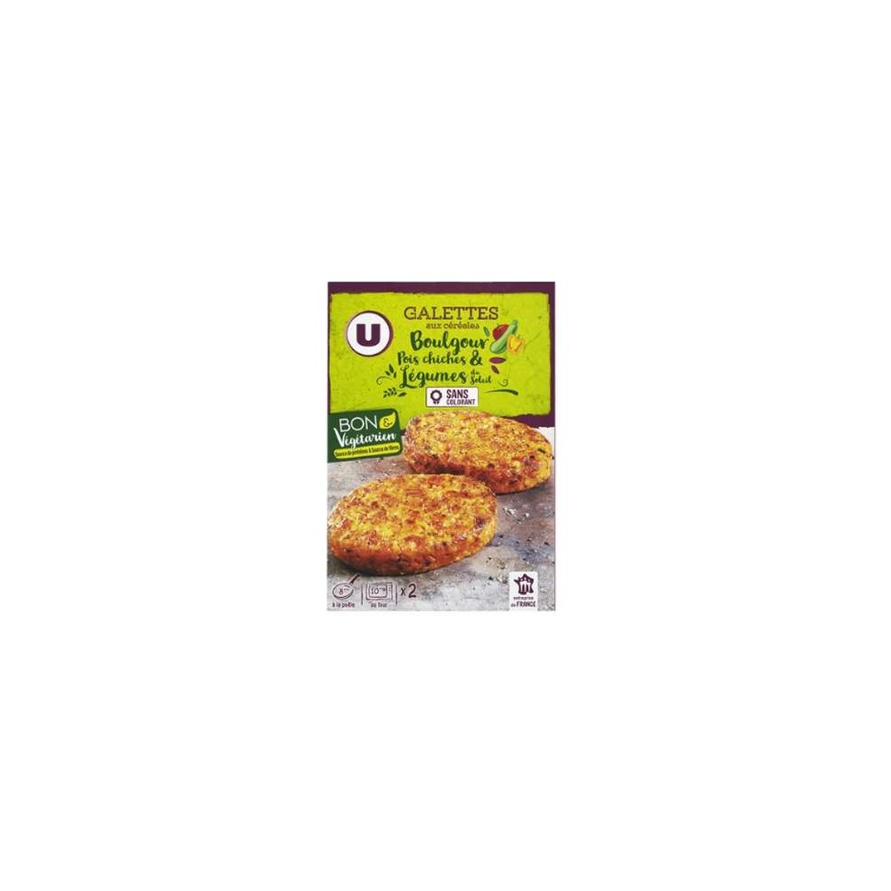U
Galette boulgour, pois chiche et légumes du soleil Bon & Végétarien, U (x2, 200 g)