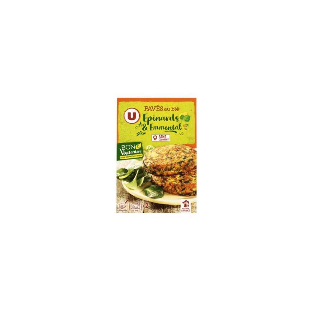 U
Pavés au blé épinards et emmental Bon & Végétarien, U (200 g)